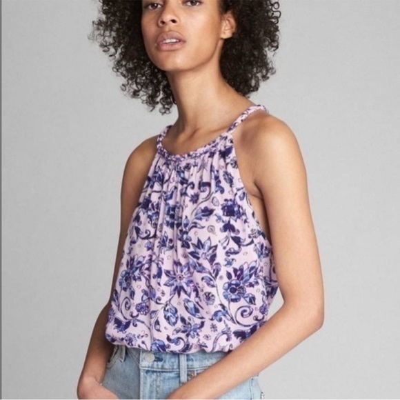 GAP Purple Floral Tank Top - Picture 1 of 6